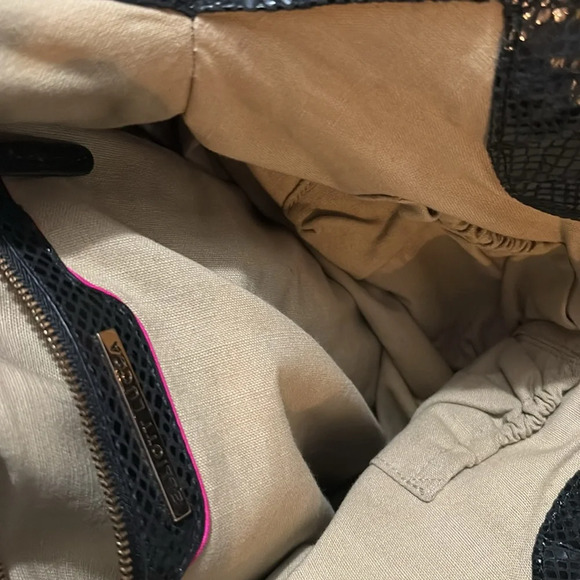 Elliott Lucca Galera‎ Black Embossed Patent Leather/Suede Hobo Bag - Picture 3 of 3